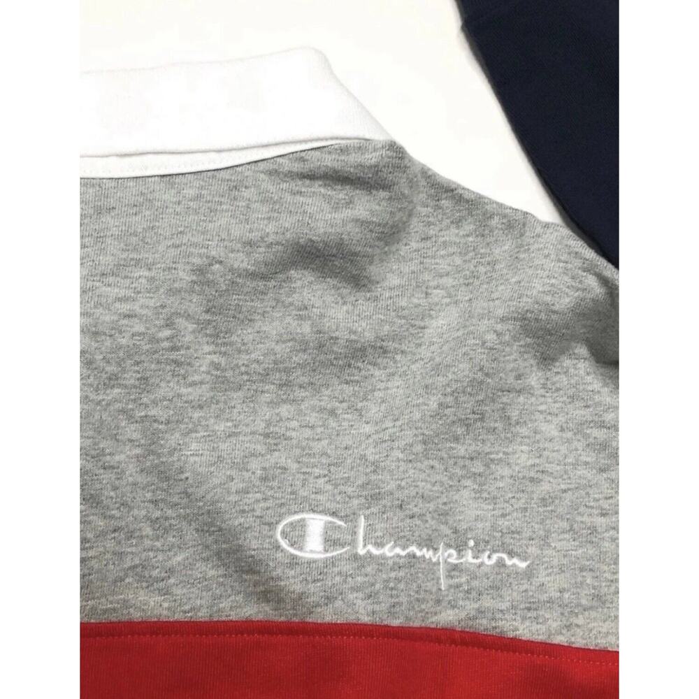 Champion Rugby Crop Top Polo Shirt Collar Womens Sz XL Colorblock Red Blue - Picture 11 of 11